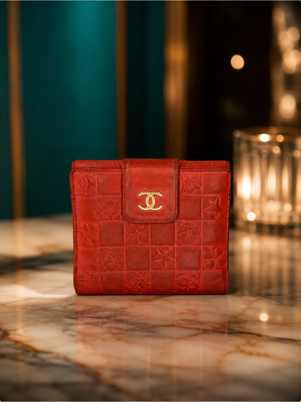 Chanel Icon Line Coral Pink Lambskin Compact Wallet | Project Piece